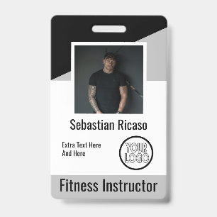 Custom Logo Business Personalised Grey Black White ID Badge
