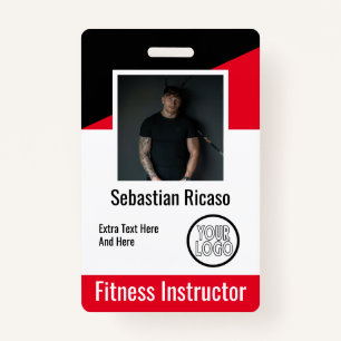 Custom Logo Business Personalised Red Black White ID Badge