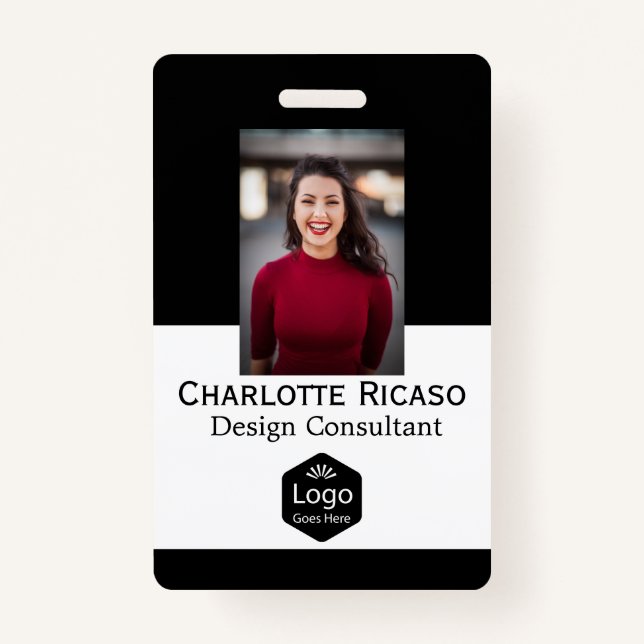 Custom Logo Business Personalised Red White Black ID Badge (Front)