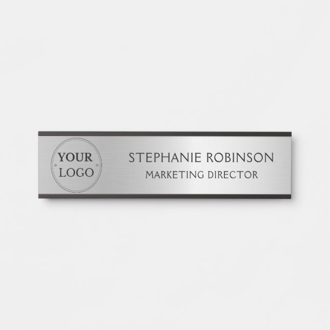 Custom Logo Business Professional Faux Silver Door Sign (Front)