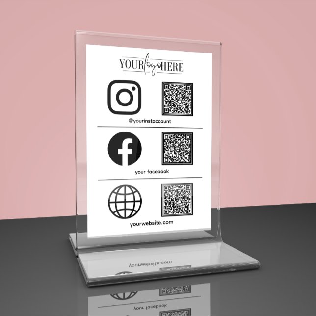 Custom Logo Business Social Media Sign Table Card (Creator Uploaded)