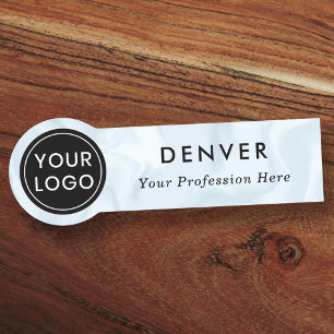 Custom logo business staff employee pale blue grey name tag