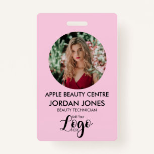 custom logo business staff Photo pink ID ID Badge