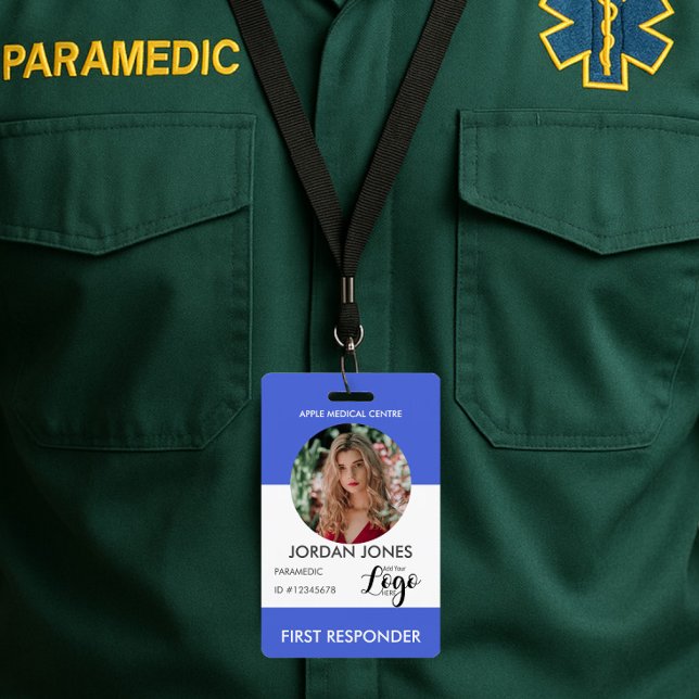 custom logo business staff Photo Security blue ID Badge (Creator Uploaded)