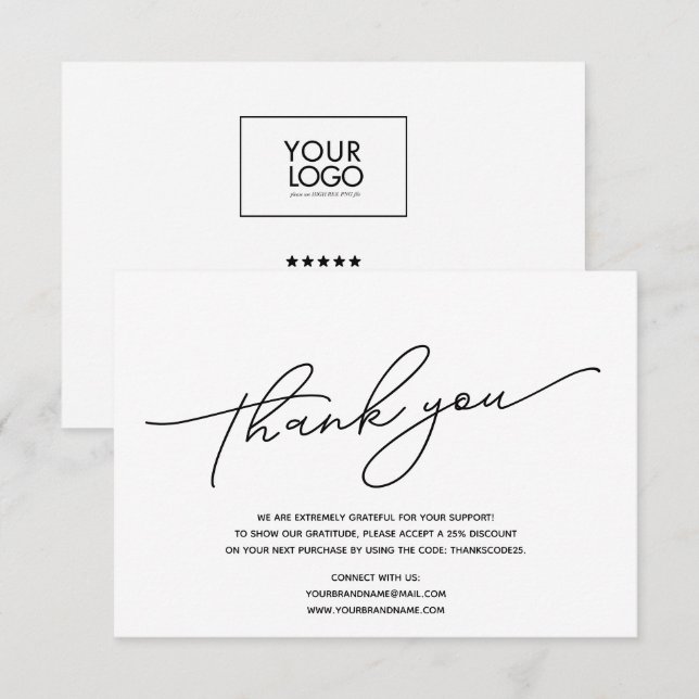 Custom Logo Business Thank You  Card (Front/Back)