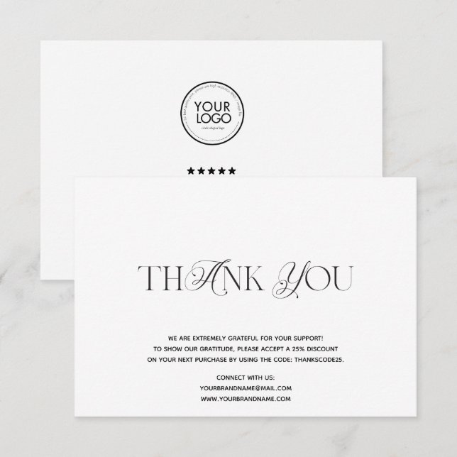 Custom Logo Business Thank You  Card (Front/Back)