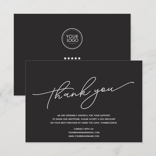 Custom Logo Business Thank You  Card (Front/Back)