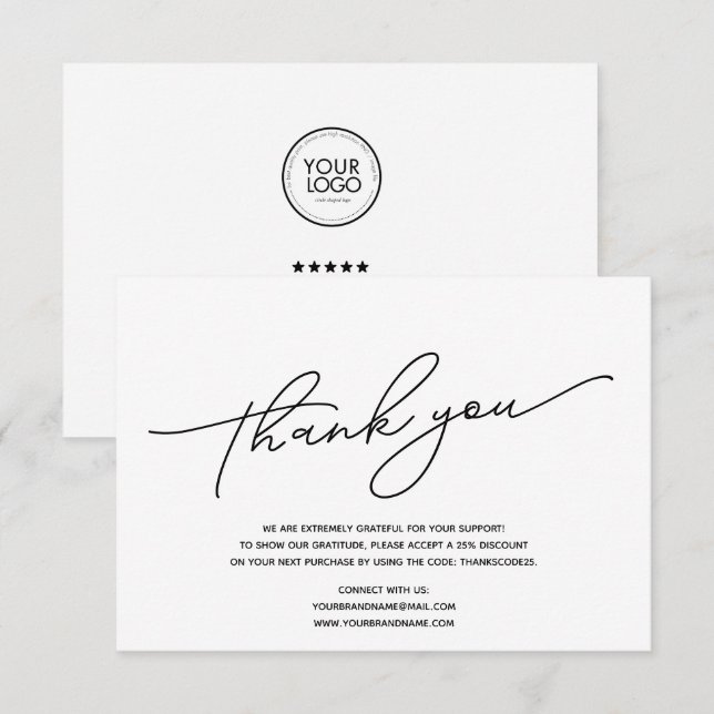Custom Logo Business Thank You  Card (Front/Back)
