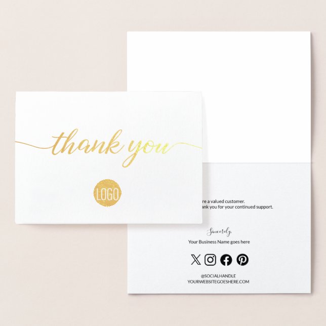 Custom Logo Business thank you Social Icons Foil Card (Display)