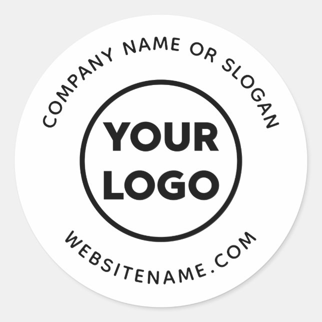 Custom Logo Business Website and Slogan Classic Round Sticker (Front)
