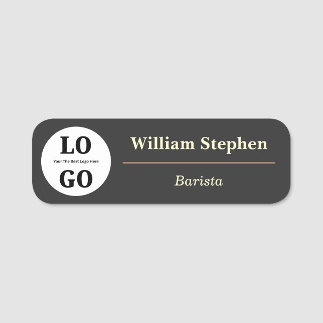 Custom Logo Cafe Staff Employee Magnetic  Name Tag (Front)