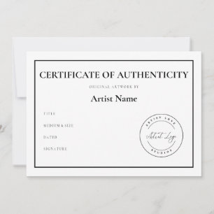 Custom Logo Certificate of Authenticity for Art Holiday Card