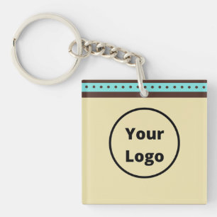 Custom logo circles and stripes pattern key ring