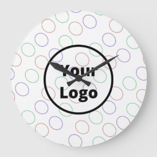 Custom logo colorful circles on white large clock