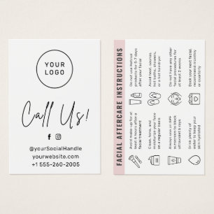 Custom Logo Colour Facial Aftercare Advice Card