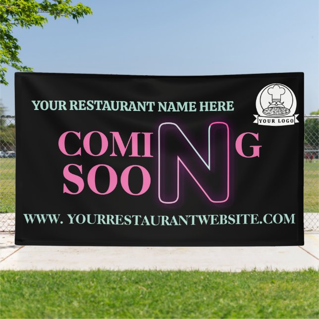 Custom Logo Coming Soon Restaurant Business Banner (Outside)