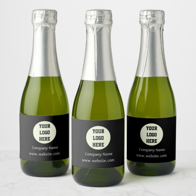 Custom Logo Company Black Business Corporate Sparkling Wine Label (Bottles)