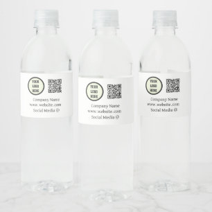 Custom Logo Company Black Business QR Code Water Bottle Label