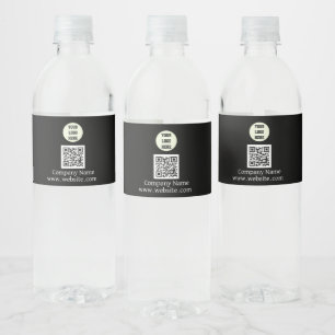 Custom Logo Company Black Business QR Code Water Bottle Label