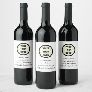 Custom Logo Company Black White Business Corporate Wine Label