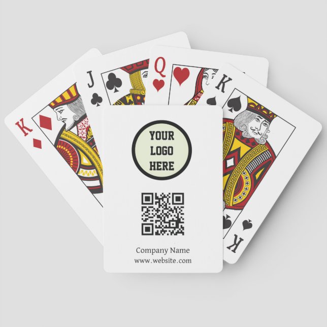 Custom Logo Company Black White QR Code Playing Cards (Back)