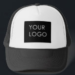 Custom Logo Company Business Black & White Trucker Hat<br><div class="desc">Modern Customisable Business Company Corporate Logo gifts. You can simply add your company logo, image, or personal photo. Editable logo or photo business or individual personal gift for a friend, co-worker, or anyone else. Customisable company business employee staff modern design. Customisable logo modern promotional and business partner business gifts. Custom...</div>