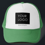 Custom Logo Company Business Social Media Green Trucker Hat<br><div class="desc">Modern Customisable Business Company Corporate Logo gifts. You can simply add your company logo, image, or personal photo. Editable logo or photo business or individual personal gift for a friend, co-worker, or anyone else. Customisable company business employee staff modern design. Customisable logo modern promotional and business partner business gifts. Custom...</div>