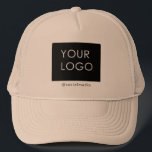 Custom Logo Company Business Social Media  Trucker Hat<br><div class="desc">Modern Customisable Business Company Corporate Logo gifts. You can simply add your company logo, image, or personal photo. Editable logo or photo business or individual personal gift for a friend, co-worker, or anyone else. Customisable company business employee staff modern design. Customisable logo modern promotional and business partner business gifts. Custom...</div>