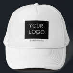Custom Logo Company Business Social Media White Trucker Hat<br><div class="desc">Modern Customisable Business Company Corporate Logo gifts. You can simply add your company logo, image, or personal photo. Editable logo or photo business or individual personal gift for a friend, co-worker, or anyone else. Customisable company business employee staff modern design. Customisable logo modern promotional and business partner business gifts. Custom...</div>