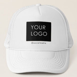 Custom Logo Company Business Social Media White Trucker Hat