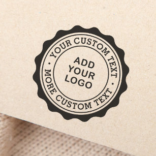Custom logo company business wavy border self-inking stamp