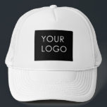 Custom Logo Company Business White Trucker Hat<br><div class="desc">Modern Customisable Business Company Corporate Logo gifts. You can simply add your company logo, image, or personal photo. Editable logo or photo business or individual personal gift for a friend, co-worker, or anyone else. Customisable company business employee staff modern design. Customisable logo modern promotional and business partner business gifts. Custom...</div>