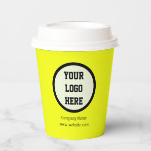 Custom Logo Company Neon Yellow Business Corporate Paper Cups