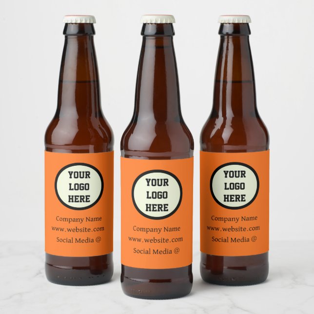 Custom Logo Company Orange Business Corporate Beer Bottle Label (Bottles)