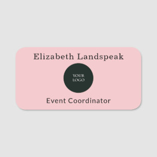 Custom Logo Corporate Pastel Blush Pink Name Tag