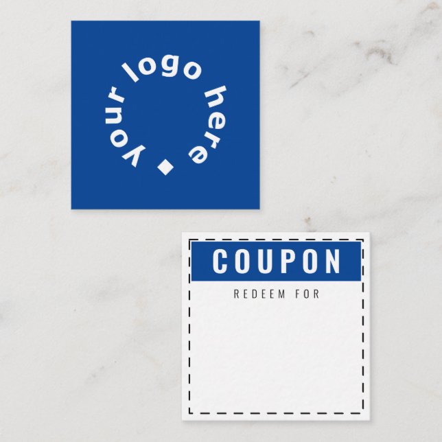 Custom Logo Coupon "Redeem For" | Classic Blue Card (Front/Back)