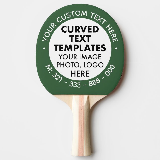 Custom Logo & Curved Text Green Ping Pong Paddle (Front)