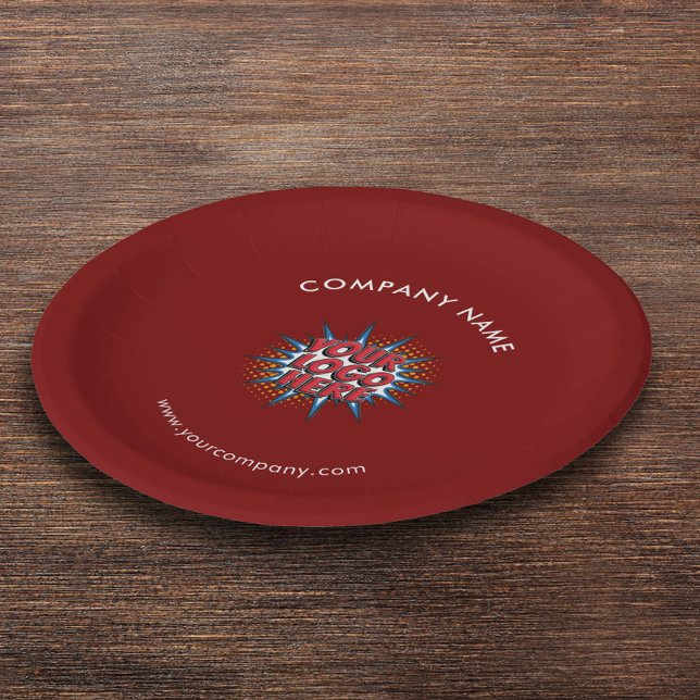 Custom Logo, Custom Text, Red Paper Plate (Creator Uploaded)