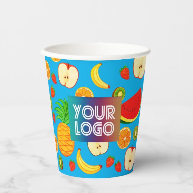 Custom Logo Cute & Colourful Fruit Branded Juice Paper Cups (Front)