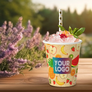 Custom Logo Cute & Colourful Fruit Branded Juice Paper Cups