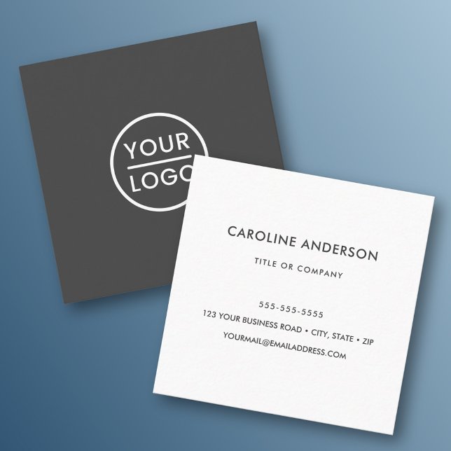 Custom logo, dark gray, square, professional square business card (Creator Uploaded)