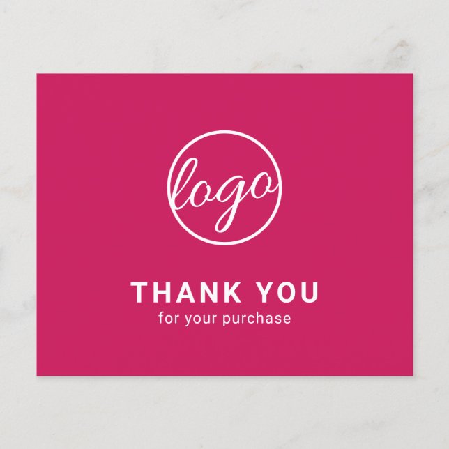 Custom Logo Dark Pink Budget Thank You Card (Front)