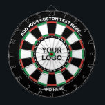 Custom Logo Dartboard with Text<br><div class="desc">Custom logo dartboard. Two custom text areas. You can upload your photo using "Personalise this template" option.</div>