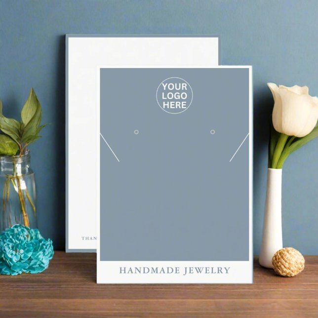 Custom logo Dusty Blue Earrings Necklace Jewellery Calling Card (Creator Uploaded)