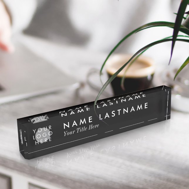 Custom Logo Elegant Black Desk Nameplate (Creator Uploaded)