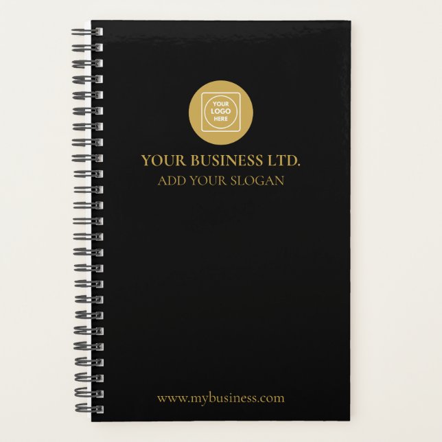 Custom Logo Elegant Black Gold Branding Planner (Front)