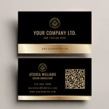 Custom Logo Elegant Black Gold QR Code