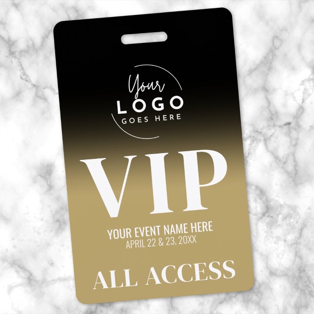 Custom Logo Elegant Black Gold VIP ID Badge (Custom Logo Elegant Black Gold VIP Badge)