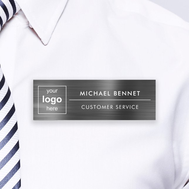 Custom Logo Elegant Black Professional Business Name Tag (Custom Logo Elegant Black Professional Business Name Tag)