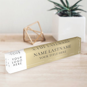 Custom Logo Elegant Classy Business Faux Gold Nameplate